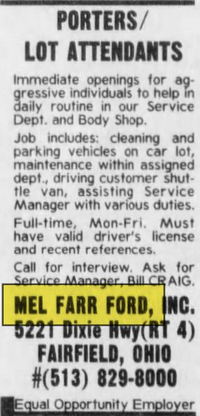 Mel Farr Ford (Northland Ford) - Dec 1999 Ad For Ohio Dealership (newer photo)